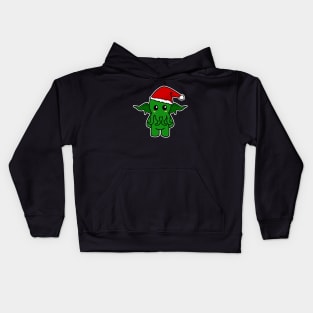 Cthulhu With A Christmas Hat Kids Hoodie